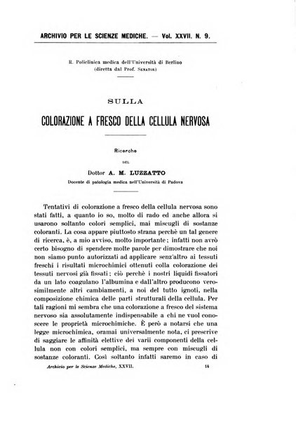 Archivio per le scienze mediche