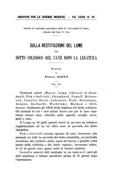 Archivio per le scienze mediche