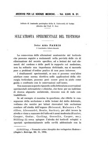 Archivio per le scienze mediche