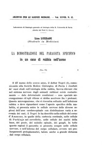 Archivio per le scienze mediche