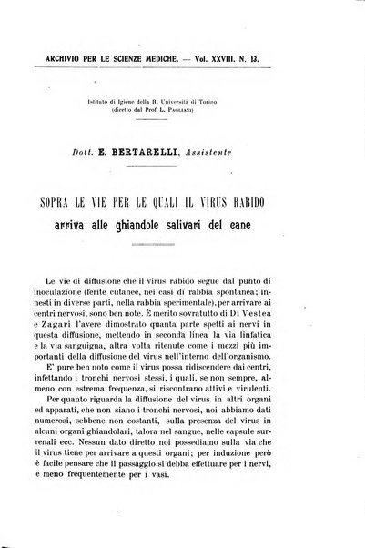 Archivio per le scienze mediche