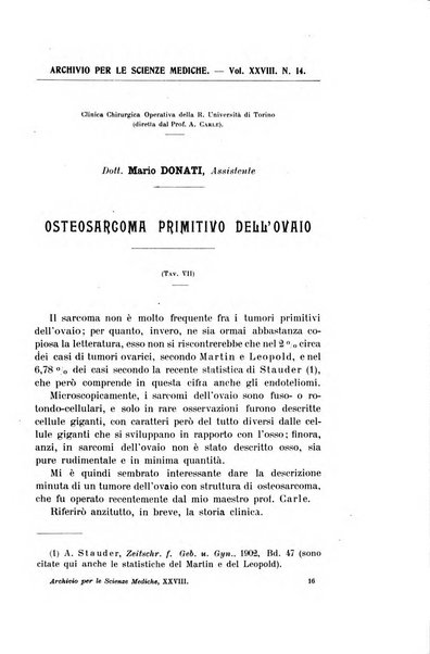 Archivio per le scienze mediche