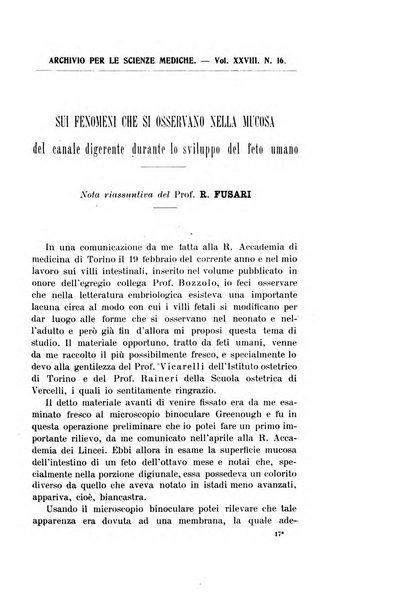 Archivio per le scienze mediche