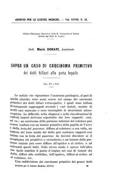 Archivio per le scienze mediche