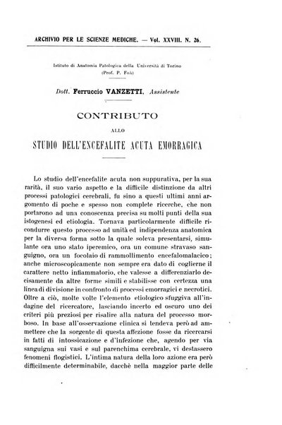 Archivio per le scienze mediche