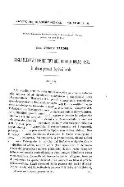 Archivio per le scienze mediche