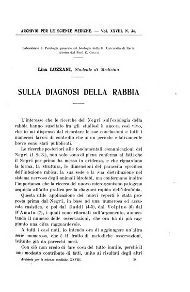 Archivio per le scienze mediche