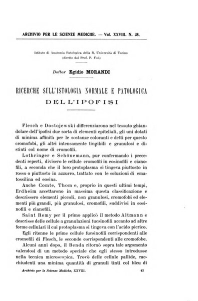 Archivio per le scienze mediche