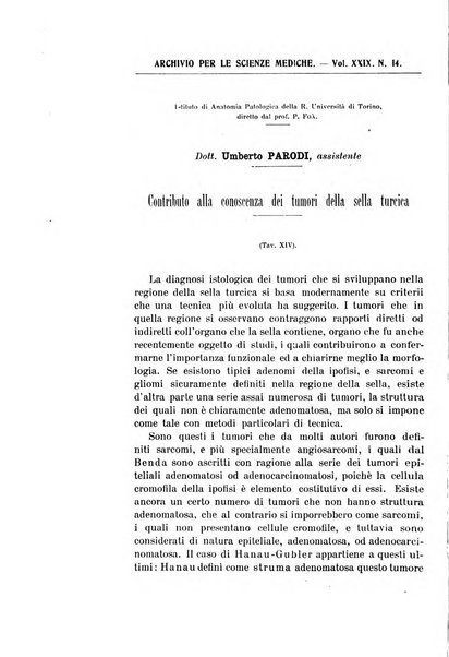 Archivio per le scienze mediche