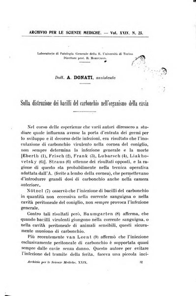 Archivio per le scienze mediche