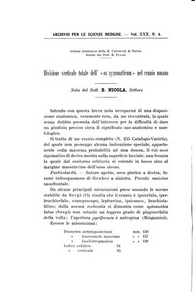 Archivio per le scienze mediche