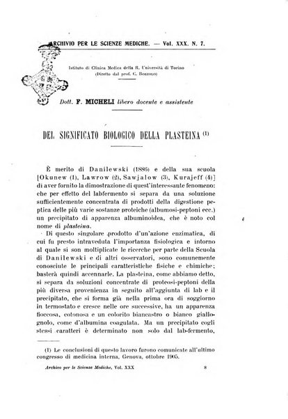 Archivio per le scienze mediche