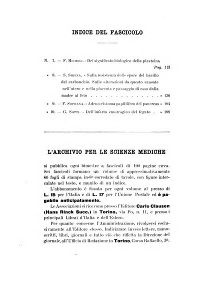 Archivio per le scienze mediche