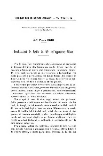 Archivio per le scienze mediche