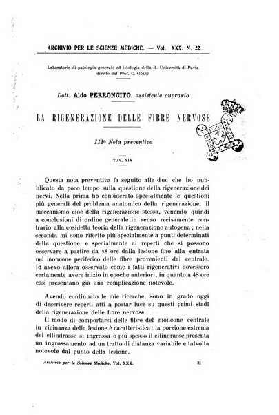 Archivio per le scienze mediche