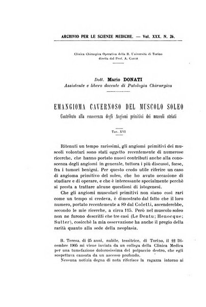 Archivio per le scienze mediche