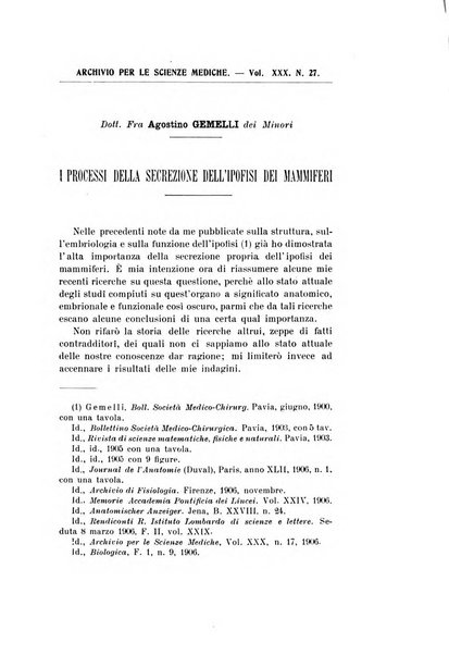 Archivio per le scienze mediche