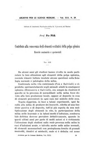 Archivio per le scienze mediche