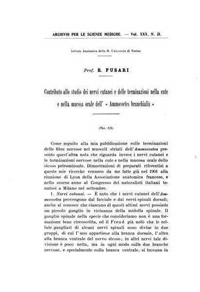 Archivio per le scienze mediche