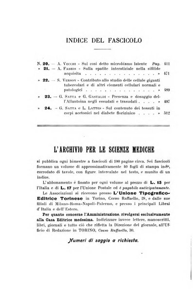 Archivio per le scienze mediche