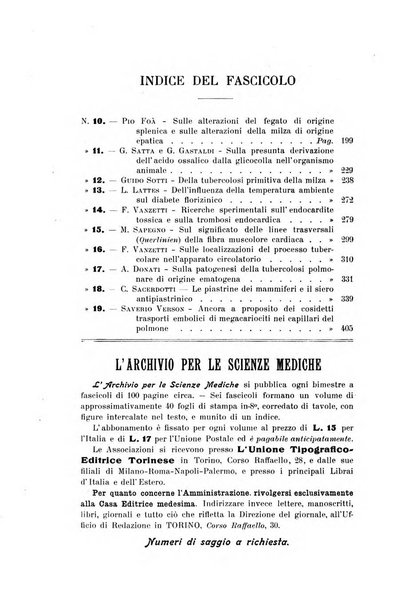 Archivio per le scienze mediche