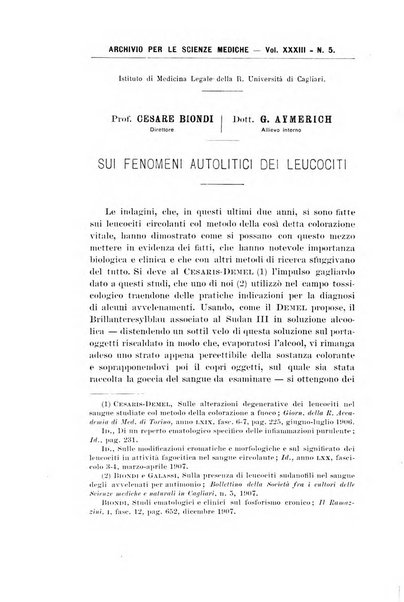 Archivio per le scienze mediche