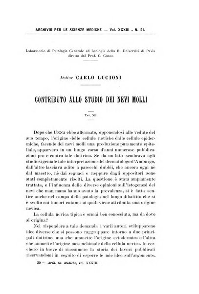 Archivio per le scienze mediche