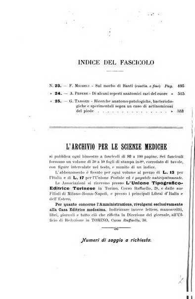 Archivio per le scienze mediche