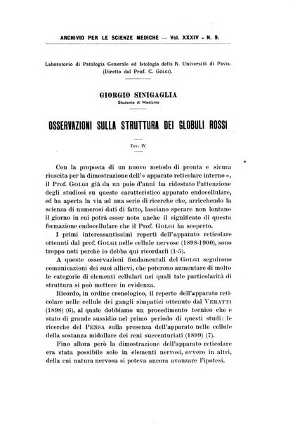 Archivio per le scienze mediche