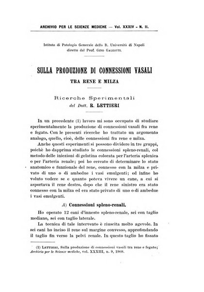 Archivio per le scienze mediche