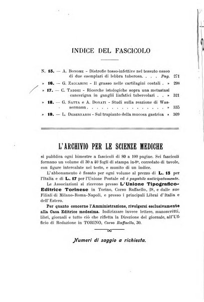 Archivio per le scienze mediche