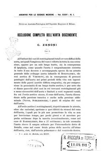 Archivio per le scienze mediche