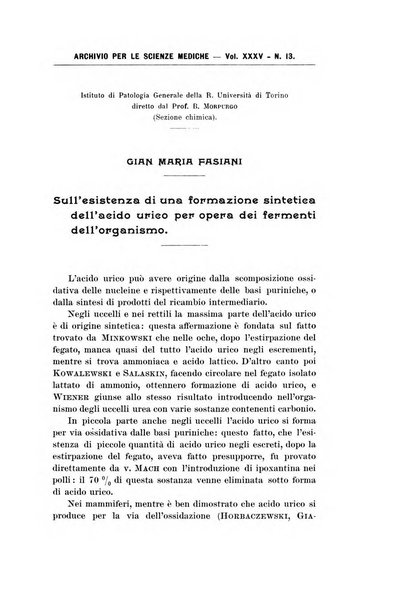 Archivio per le scienze mediche