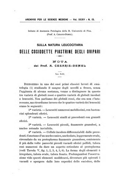 Archivio per le scienze mediche