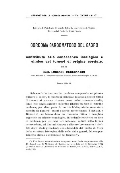 Archivio per le scienze mediche