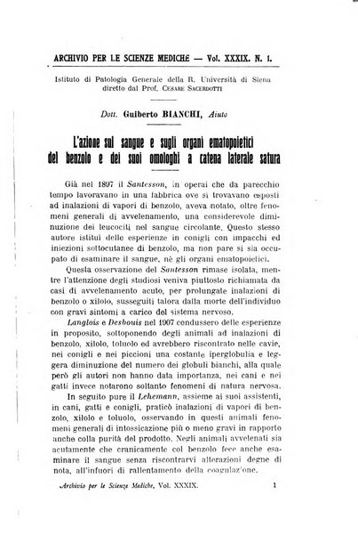 Archivio per le scienze mediche