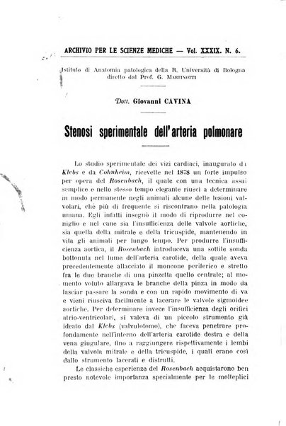 Archivio per le scienze mediche