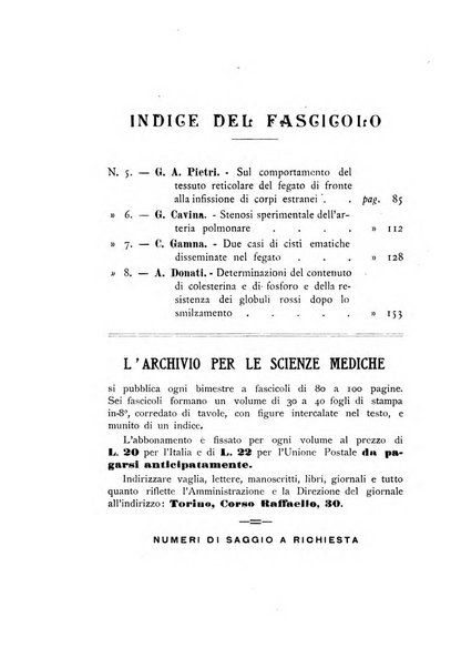 Archivio per le scienze mediche