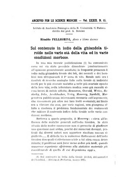 Archivio per le scienze mediche