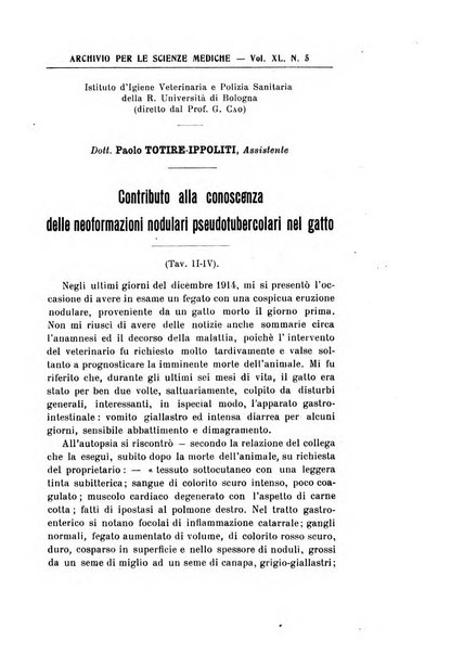 Archivio per le scienze mediche