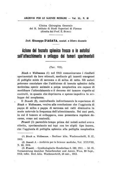 Archivio per le scienze mediche