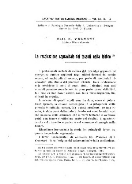 Archivio per le scienze mediche