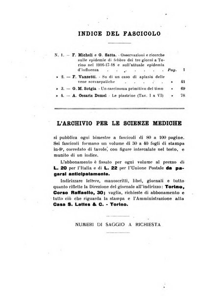 Archivio per le scienze mediche