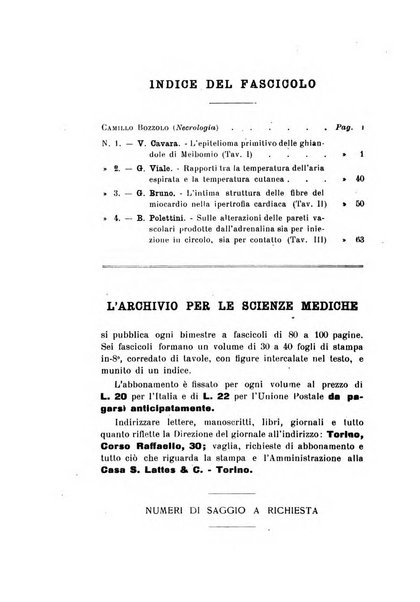 Archivio per le scienze mediche