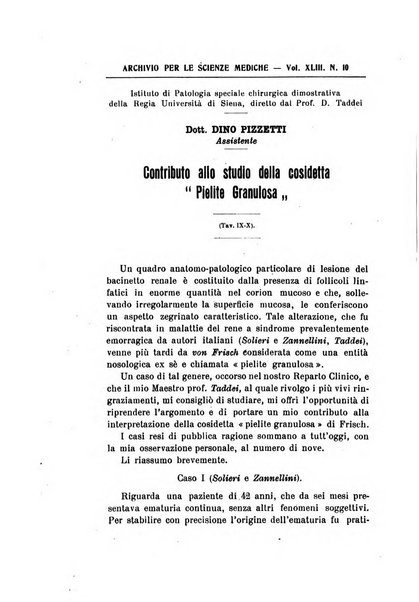 Archivio per le scienze mediche