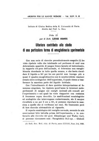 Archivio per le scienze mediche