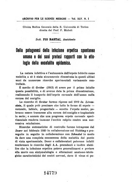 Archivio per le scienze mediche