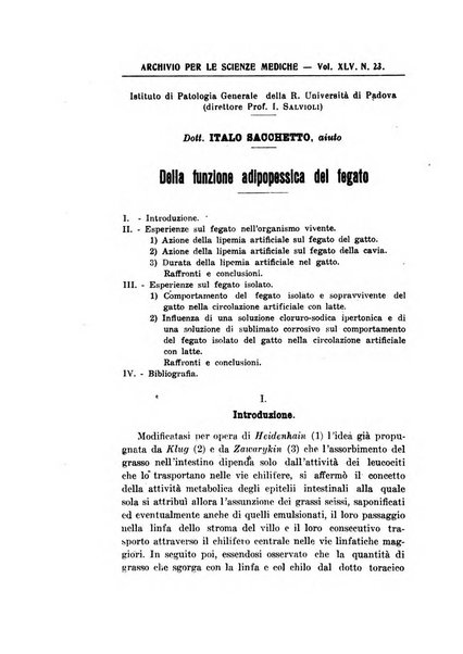 Archivio per le scienze mediche