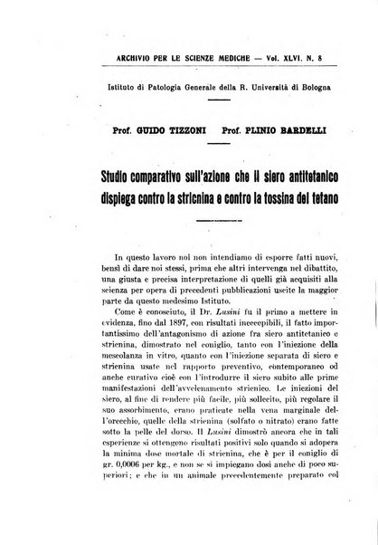 Archivio per le scienze mediche