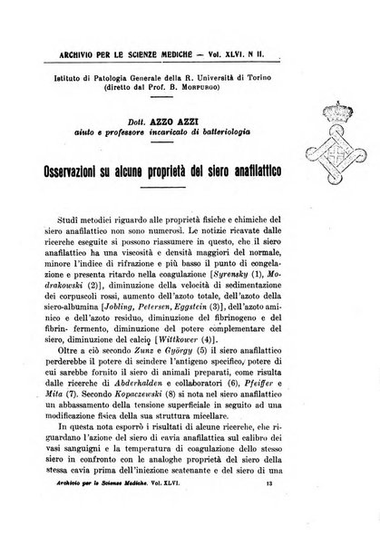 Archivio per le scienze mediche